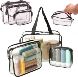 Genți cosmetice de călătorie transparente – set 3 buc