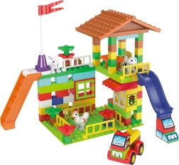 L-W Toys junior cuburi fermă – set de construcție pentru cei mici, 120 piese