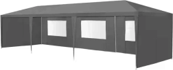 Cort de petrecere pentru grădină 3 × 9 m, 8 pereți, gri, MultiGarden