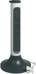Prelungitor vertical rotativ cu 4 prize cu protecție la supratensiune, 2 m, alb/graphite