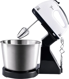 Mixer de mână de bucătărie cu suport și bol din inox, 7 viteze