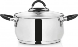 Oală din inox cu capac de sticlă DALIE 16 cm, 1,8 l