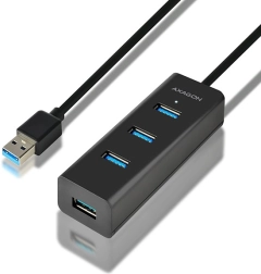 AXAGON HUE-S2BL hub USB 3.2 Gen 1 cu 4 porturi, încărcare și cablu de 1,2 m