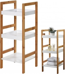 Raft de baie din bambus, 3 etaje, 30 × 30 × 72 cm