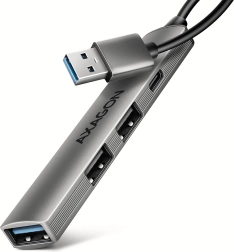 Axagon hue-sta hub USB din aluminiu cu 4 porturi (1× USB‑A 5 Gbps, 2× USB‑A 2.0, 1× USB‑C 2.0) cu cablu de 12 cm