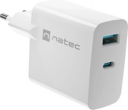 Încărcător Natec Ribera GAN 1X USB-A + 1X USB-C 45W alb