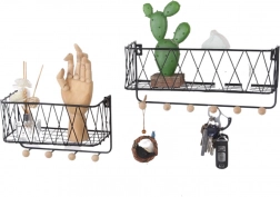 Raft suspendat cu cârlige – negru, 25,5 cm