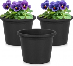 Ghivece de grădină din plastic negre rotunde 14,5 cm – set 3 buc