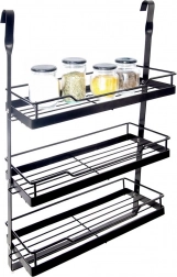 Raft de bucătărie suspendat pentru reling, metalic, negru RADKA 32 × 11 × 46 cm