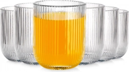Pahare 250 ml, sticlă striată, set 6 bucăți Vilde