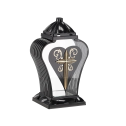 Felinar funerar Amfora cu cruce, negru, 35 cm