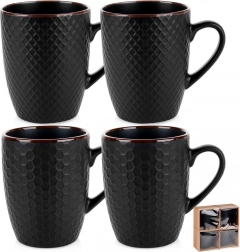 Set de căni ceramice negre 400 ml, 4 buc