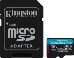 Card MicroSD 512 GB Canvas Go! Plus 200 MB/s A2 U3 V30 + adaptor
