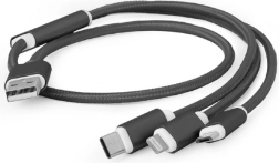 Cablu de încărcare USB 3‑în‑1, 1 m, negru