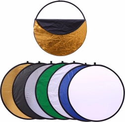 Reflector fotografic pliabil 7 în 1, rotund 60 cm cu difuzor