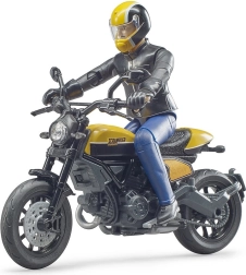 Bruder bworld motocicletă Scrambler DUCATI Cafe Racer cu motociclist 1:16