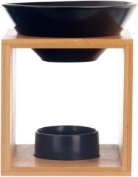 Aromalampă din bambus cu bol negru 12 × 11 × 14 cm