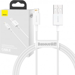 Baseus Superior cablu USB-A la Lightning 1 m, încărcare rapidă 2,4 A (alb)