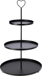 Tavă rotundă din metal cu trei niveluri – neagră