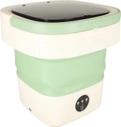 Mașină de spălat mini pliabilă 12 l – mașină de spălat portabilă pentru călătorie verde‑alb