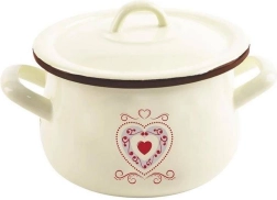 Oală emailată cu capac bej TONCA 16 cm, 2,3 l