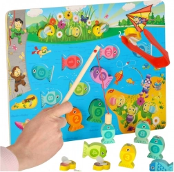 Joc magnetic din lemn peștișori și albine montessori 3‑în‑1