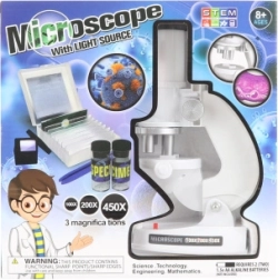 Microscop din plastic cu baterii pentru copii 8+