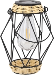 Sfeșnic felinar solar din metal 22 cm, negru, LED