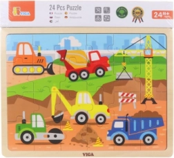 puzzle din lemn utilaje de construcții 24 piese VIGA