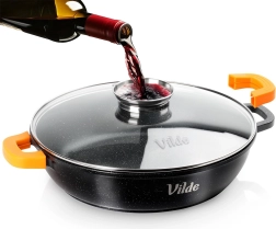 Tigaie adâncă din granit cu capac din sticlă TERRUNA AROMA 32 cm, 4,7 l