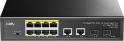 Switch PoE+ gigabit cu 8 porturi, 2 porturi uplink și 2 sloturi SFP, 120 W