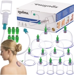 Ventuze cu vacuum SOULIMA fără foc, set 12 buc cu pompă pentru masaj anticelulitic