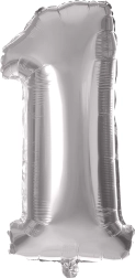 Balon din folie cifră 1, 30 cm, argintiu TORO