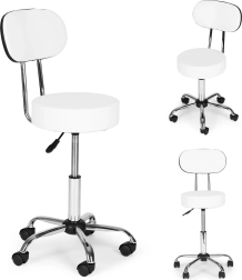 Scaun rotativ cu spătar pentru cosmetică și medicină, alb ModernHome