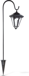 Felinar LED solar cu țăruș, 80 cm, negru, cu lumină albă rece
