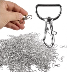 Carabiniere metalice rotative tip pește 3,7 × 2 cm, argintii – 500 buc.