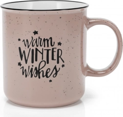 Cană ceramică XXL 700 ml – bej cu inscripție de iarnă