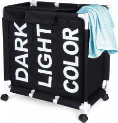 Coș de rufe cu trei compartimente pe roți 137 l Vilde