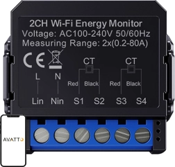 Contor electric inteligent bidirecțional AVATTO Wi‑Fi cu senzor CT
