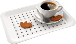 Tavă de servire albă 33 × 23 cm cu suprafață antiderapantă