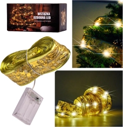 Bandă LED aurie 10m alb cald pe baterii