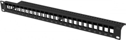patch panel gol 24 porturi 1U 19" negru pentru module keystone