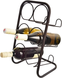 Suport metalic negru pentru vin, pentru 6 sticle