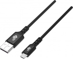 Cablu USB–Micro USB din silicon, 2 m, cu încărcare rapidă – negru