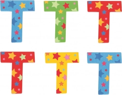 Bigjigs Toys literă T cu steluțe – din lemn, 7×7 cm