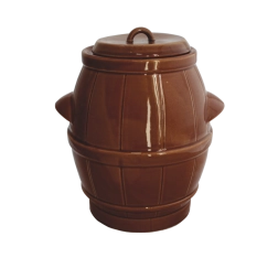 Butoi ceramic pentru fermentare 5 l maro cu etanșare cu apă