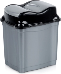 Coș de gunoi din plastic 5 l cu capac rabatabil, gri