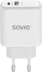 Încărcător de rețea 20 W SAVIO LA-12 cu USB-C PD și USB-A QC