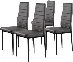 Scaun modern pentru sufragerie și living din piele ecologică gri cu spătar ergonomic