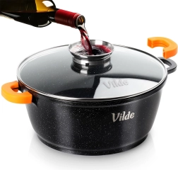 Oală din granit cu capac din sticlă TERRUNA AROMA 28 cm, 5,8 l